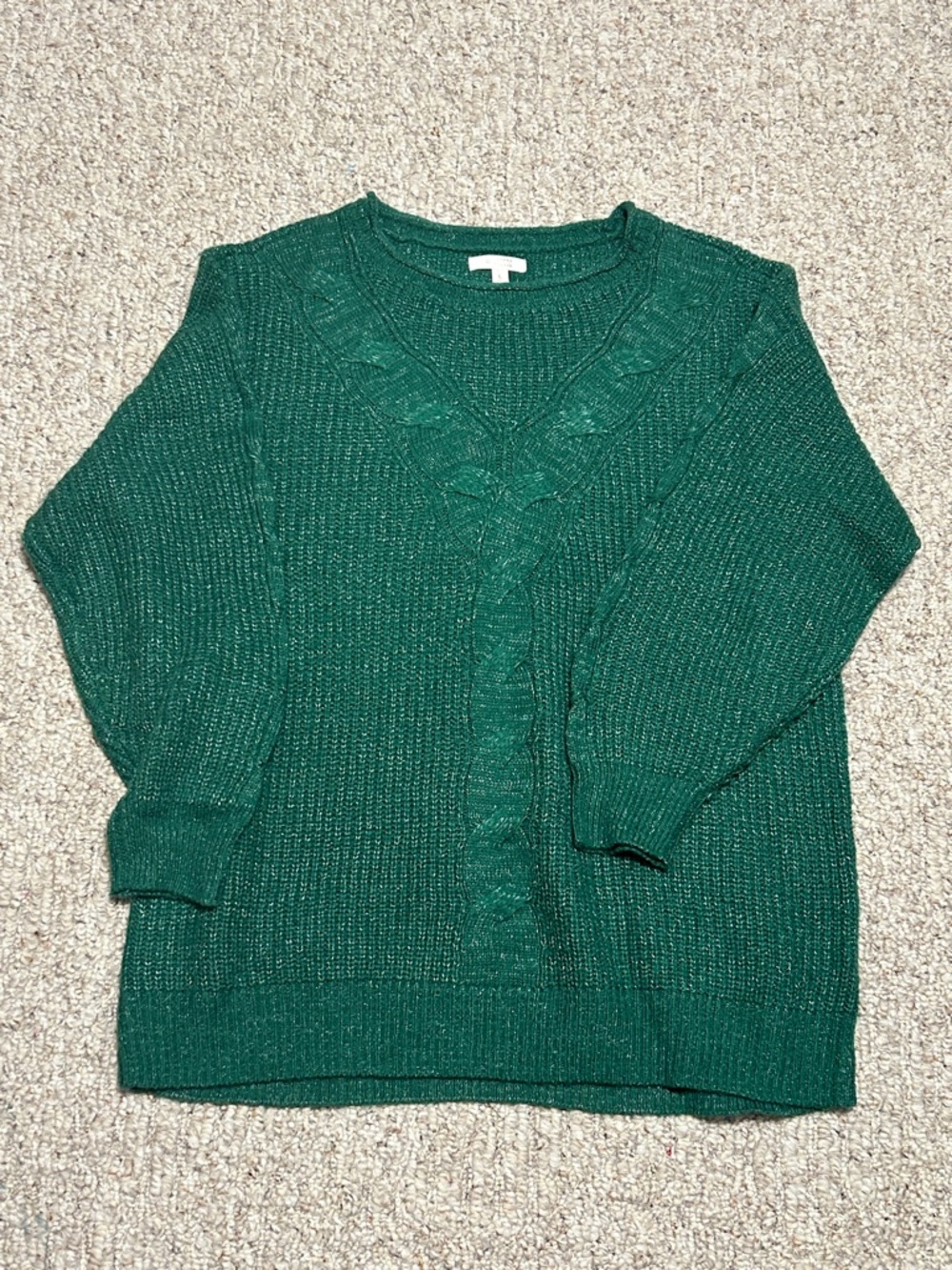 LC Lauren Conrad Emerald Crew‑Neck Sweater – Women’s Large, Excellent Condition